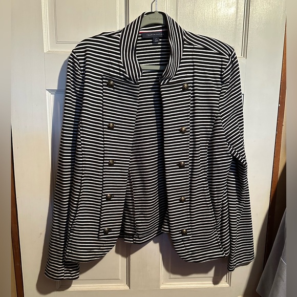 Tommy Hilfiger Jackets & Blazers - Tommy Hilfiger Navy & White Striped Military-Style Blazer